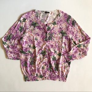 J crew purple floral sweater cardigan size large